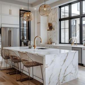 Modern Kitchen Island <b>Cabinet</b> Solid Wood Carcase Stainless Steel Marble Custom Size Includes Sink-For Home Project Use - Product Image 5