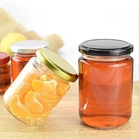 Botol Kaca Transparan Bulat Kosong Grosir 100ml 350ml 500ml 1000ml dengan Tutup untuk Selai Madu Acar Kacang