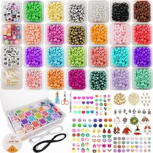 28 compartment glass seed beads set for jewelry making charm bracelet making with with polymer clay beads for wholesale