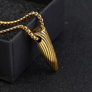 Collier personnalisé avec pendentif balle Hip Hop, souvenir, bijoux pour homme, pendentif balle en acier inoxydable plaqué - Product Image 4