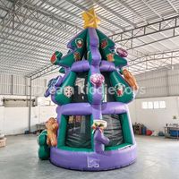 Château gonflable de Noël en PVC de qualité industrielle pour événements festifs, location et personnalisation de marque