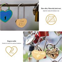 Cadenas d'amour sans clé gravé en forme de cœur Double, serrure pour amoureux, cadeaux de mariage, cadenas en forme de cœur en laiton