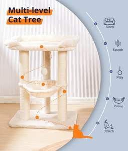 Menara pohon kucing besar untuk Indoor <span class=keywords><strong>Maine</strong></span> <span class=keywords><strong>Coon</strong></span> kucing kayu dan bahan kertas dengan penggaruk Sisal dan pengemasan karton tempat tidur lembut - Product Image 4