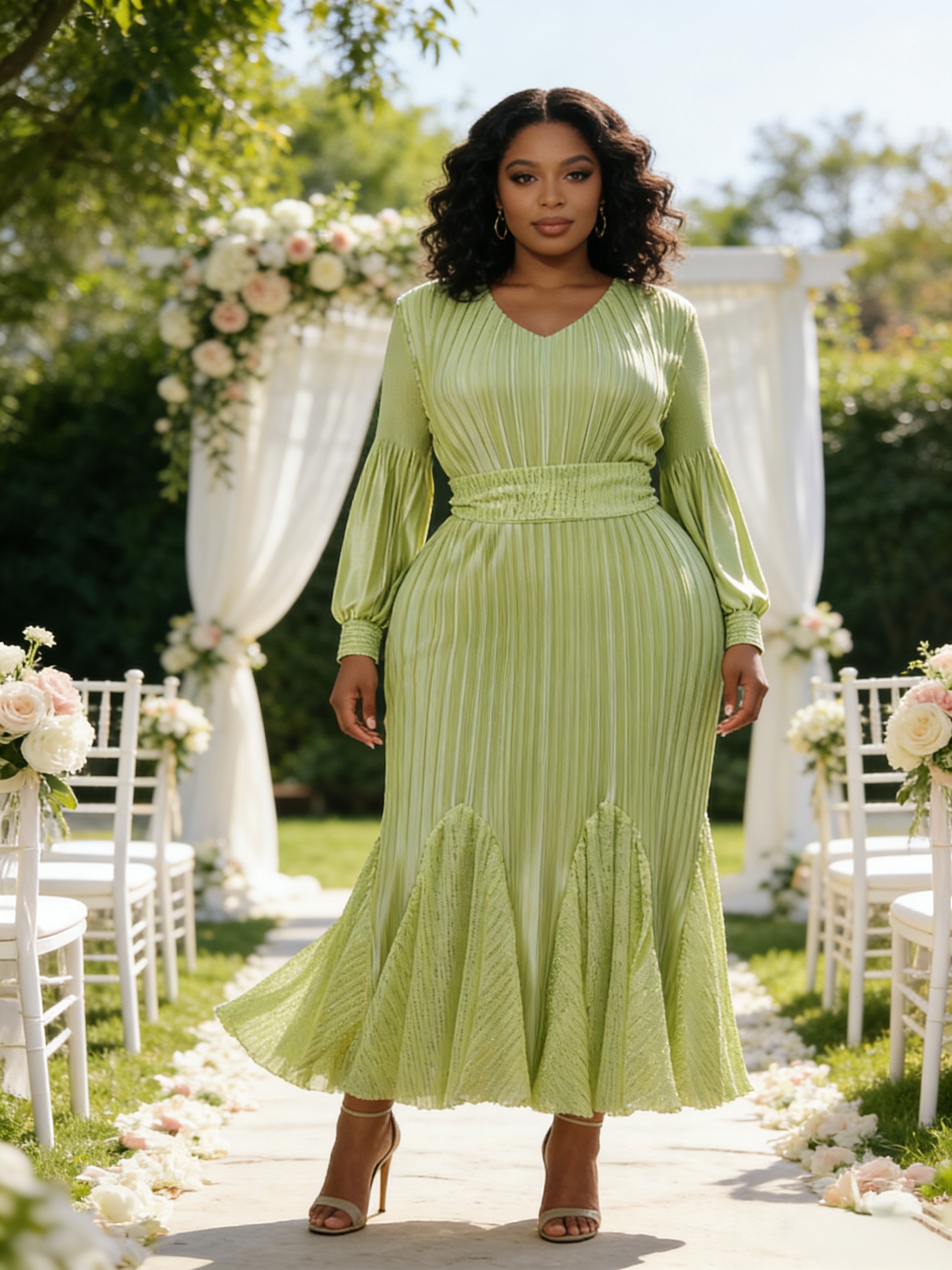 Modest Casual African Stylish Solid Color Plus Size Long Women