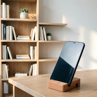 Support de Téléphone Portable en Bois de Hêtre Massif, Vente en Gros Usine, Support de Bureau Exquis pour Décoration de Table à Domicile ou au Bureau