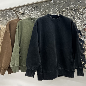 H5479 Fournisseur Fabricant – Nouveaux Sweat-shirts Col Rond Oversize Personnalisés en Tissu Lourd 500 g/m² Imprimé Wax Lavé - Product Image 1