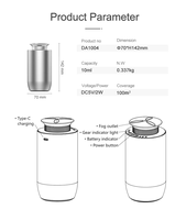 Bouton intelligent contrôle ultra silencieux sans eau huile essentielle purificateur d'air alimenté par batterie voiture maison diffuseur d'aromathérapie