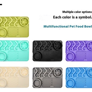 All-in-one kaymaz besleme paspaslar gıda su yavaş Pet besleyici köpek kedi kase Pet Lick Mat gıda sınıfı silikon yavaş köpek maması kasesi - Product Image 6