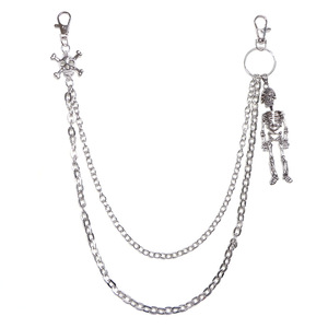 Cadena de cintura Yueli Skeleton, estilo punk de doble capa, plata tibetana, cadena corporal informal a la moda. - Product Image 5