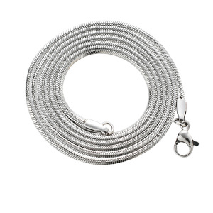 2Mm Stainless Steel Flat Snake <b>Chain</b>, Button <b>Rope</b> <b>Chain</b> Men's Trendy Necklace Hip-hop Jewelry With <b>Chain</b>, Flat Snake <b>Chain</b> - Product Image 5