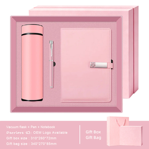 Coffret cadeau fille cahier + stylo métal + fiole sous vide 3 en 1 coffret cadeau combo rose pour fille - Product Image 1