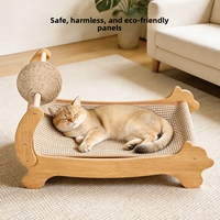 Tapis à gratter en sisal pour chat, lit douillet pour chat, tapis de jeu interactif tout-en-un, chaise longue pour chat extra-durable et simple