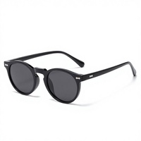 Lunettes de soleil polarisées JET 5115 vintage rétro rondes à monture complète UV400, style japonais et coréen, avec rivets, tendance transfrontalière européenne et américaine