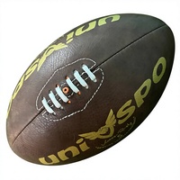 Pelota de rugby de cuero Vintage barata promocional hecha de cuero de vaca con cordones en la parte superior