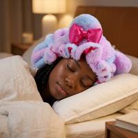 Nouvel Arrivage Bonnet de Nuit en Fausse Fourrure Ombrée avec Doublure en Soie Satinée Double Couche et Nœud pour Femmes aux Cheveux Naturels et Tresses