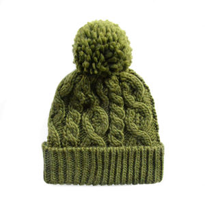 Wholesale Cable Knit Beanie 100% Acrylic Fabric Winter Hat With Custom Logo Unisex Comfortable Bobble Beanies Manufacturers - Product Image 1