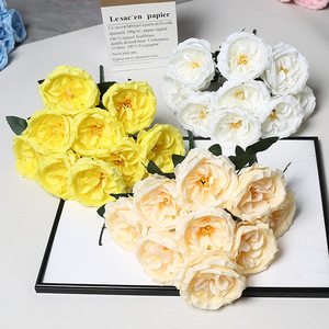 Bouquet de 9 pivoines artificielles en soie Lichao, décoration de mariage et d'intérieur, accessoire imperméable - Product Image 4