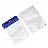 Sac en plastique blanc nacré à fermeture éclair, pochette bicolore avec trou de suspension, fermeture éclair transparente à l'avant et nacré à l'arrière