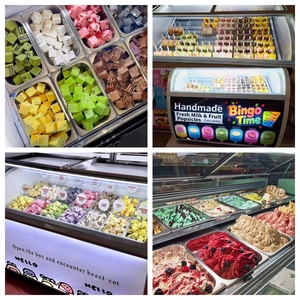 Vetrina Refrigerata per Gelato da 12-20 Vaschette, Congelatore da Banco con Base in Marmo per Gelateria - Product Image 6