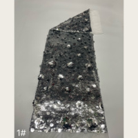 Tissu en tulle à sequins 3D fleuris de tailles variées, broderie de sequins superposés pour robes de soirée et de cérémonie