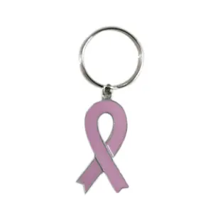 Pink Breast Cancer Awareness Ribbon Keychain 1"