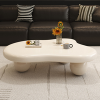 Table basse en bois écologique, style nordique minimaliste, luxueuse, mini, unique, élégante, couleur crème, pour salon.