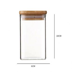 High Borosilicate Square Sealed Glass Jar 400ml 600ml Food Preservation Jar Kitchen <b>Storage</b> Jar With Bamboo Lid for Rice Grain - Product Image 6