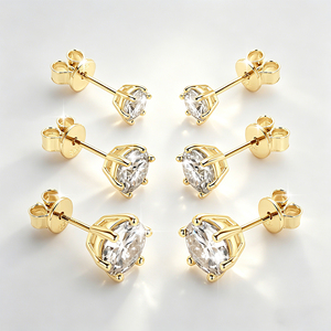 Pendientes <span class=keywords><strong>de</strong></span> Botón <span class=keywords><strong>de</strong></span> Moissanita VVS <span class=keywords><strong>de</strong></span> 0.5CT 1CT 2CT 3CT <span class=keywords><strong>en</strong></span> <span class=keywords><strong>Plata</strong></span> <span class=keywords><strong>de</strong></span> Ley 925 Bañada <span class=keywords><strong>en</strong></span> <span class=keywords><strong>Oro</strong></span> con Certificado GRA - Product Image 2