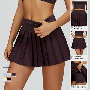 Jupe de tennis plissée taille haute GZL139 avec short intégré et poche latérale pour l'entraînement et le <span class=keywords><strong>golf</strong></span> pour femmes - Product Image 2