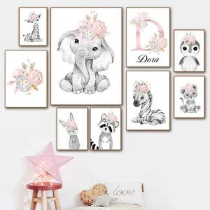 Fiori del cuore della nuvola arcobaleno di potere dei cartoni animati dei manifesti di arte della parete della tela delle stampe della parete rosa della <span class=keywords><strong>camera</strong></span> dei bambini del bambino decorazione - Product Image 5