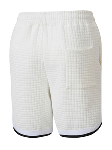 Nouveaux shorts de sport décontractés et élégants pour hommes, en tricot, à taille mi-haute, avec empiècements à carreaux, pour tous les jours et les vacances en Europe - Product Image 6