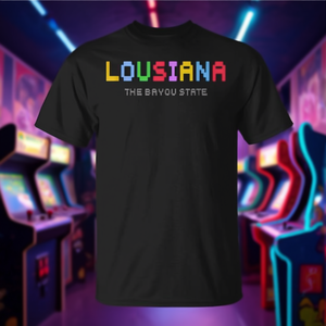Camiseta clásica pixelada de videojuegos retro de Louisiana - Product Image 3