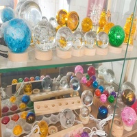 Abat-jour en verre soufflé à la main, rond, transparent, avec bulle à l'intérieur, pour décoration intérieure, idéal pour un cadeau