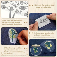 4 feuilles de motifs de broderie hydrosolubles et de broderie florale pour la couture à la main et à la machine, légères pour les fournitures