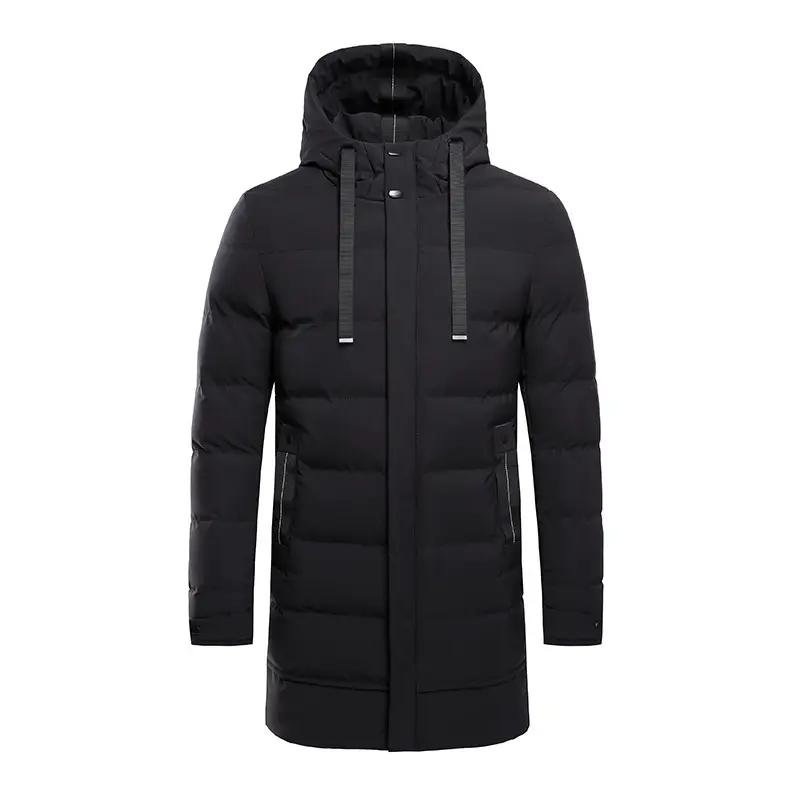 Billigste 100% Polyester schwarz wind dichte warme Winter lange Jacke für Männer