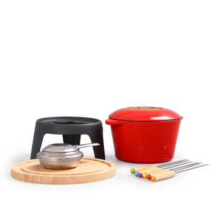 KINGWAY Ensemble de pot <span class=keywords><strong>à</strong></span> <span class=keywords><strong>fondue</strong></span> <span class=keywords><strong>en</strong></span> <span class=keywords><strong>fonte</strong></span> émaillée personnalisé et écologique pour fromage et chocolat - Product Image 2