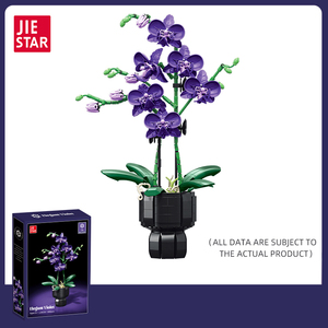 Hot Sản Phẩm Bán Chạy DIY Tím Bướm Phong Lan Trang Trí Nội Thất Hoa Khối Xây Dựng Bộ Trang Trí Câu Đố Lắp Ráp Bó Hoa Đồ Chơi Mang Một Bình - Product Image 6