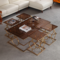 Ensemble de table d'intérieur design ensemble de table basse à usage domestique meubles en acier inoxydable