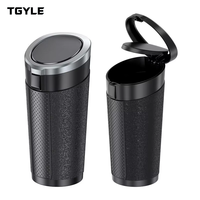 Poubelle de voiture à double couvercle avec design silencieux et doux, poubelle portable, couvercle amovible anti-fuite pour sacs poubelles, porte-gobelet de porte