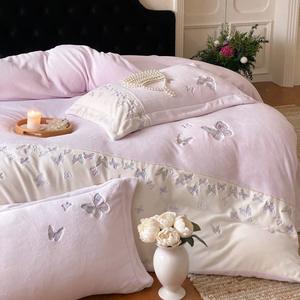 Ropa <span class=keywords><strong>de</strong></span> Cama <span class=keywords><strong>de</strong></span> Felpa <span class=keywords><strong>de</strong></span> Coral Suave y Densa - Funda <span class=keywords><strong>de</strong></span> Edredón y Sábana <span class=keywords><strong>de</strong></span> Doble Cara con Forro <span class=keywords><strong>de</strong></span> Felpa - Product Image 2