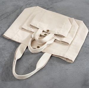 Bolsa de tela de lona regular al por mayor, bolsa de tela con logo impreso personalizado, asa de bolsa de algodón, para compras - Product Image 1