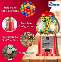 Distributeur de bonbons et de chewing-gums HuaYang 12 pouces en alliage d'aluminium rouge avec globe en verre, retour de monnaie, qualité alimentaire