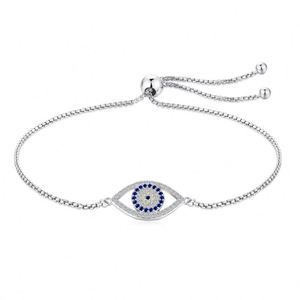 Bracelet de mode Dylam en argent S925 ajustable, plaqué or 18 carats, avec pendentif œil bleu maléfique saphir et diamant, et zircone 5A - Product Image 1