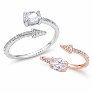 Anello Aperto a Forma di Freccia con Dettagli Scintillanti, Design Regolabile, Accessori di Moda per Donne - Product Image 1