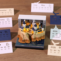 Calendrier de bureau 3D Harry Potter Château de Poudlard avec lumière LED, notes autocollantes, cadeau fantaisie anime, calendrier 3D sculpté en papier avec lumière