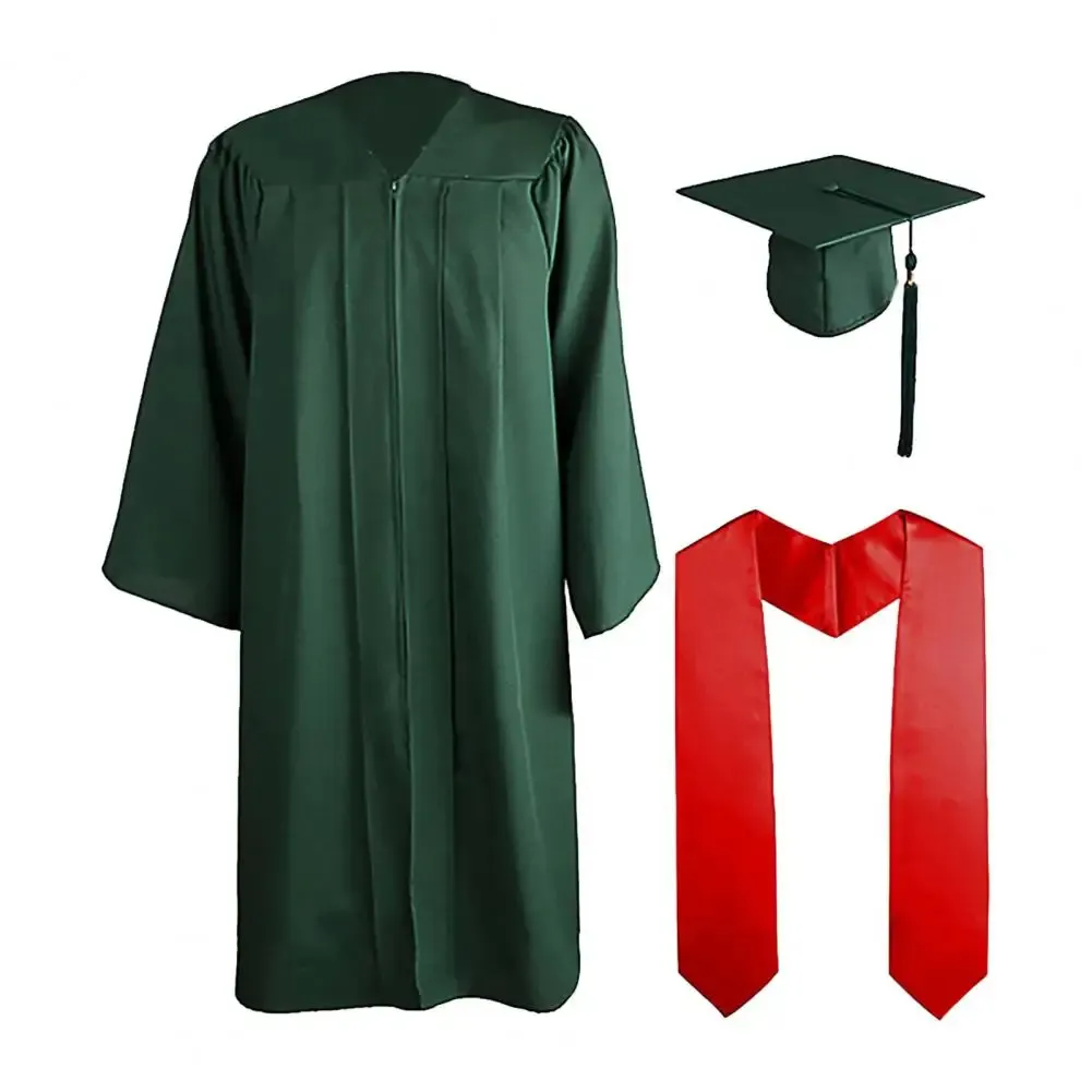 3 Pcs/Set Adulte Graduation Gown Hat Set Unisex School Uniform Cosplay Bachelor Costume Academic Gown Academic Hat Cape Set