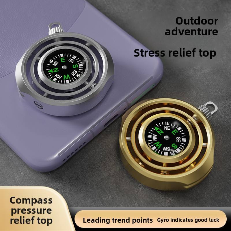 New Kinetic Fidget Spinner Compass Fingertip Gyroscope Stress Relief Spinning Ring Toy Aluminium Alloy Lanyard Metal
