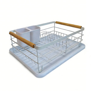 <span class=keywords><strong>Escurridor</strong></span> de Platos de Una Sola Capa BX con Asa de <span class=keywords><strong>Madera</strong></span>, Almacenamiento de Platos con Bandeja de Drenaje <span class=keywords><strong>y</strong></span> Soporte para Cubiertos - Product Image 1