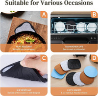 Absorbant 8 Pcs Rond Carré Dessous De Verre avec Support et 8 Pcs Extra Feutre Insert Silicone Base Sous-verres pour Table Basse