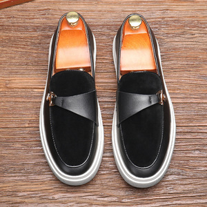 Mocassins rétro pour hommes à lacets, dessus en cuir artificiel blanc, semelle épaisse en caoutchouc, chaussures confortables pour le bureau et la carrière - Product Image 4